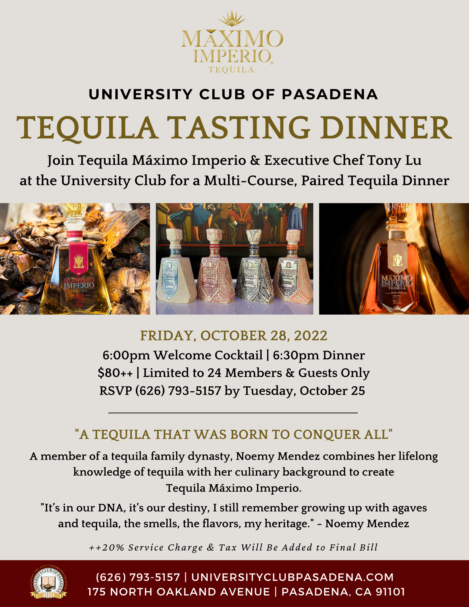 Tequila Tasting Dinner Members & Guests Only 10/28/2022